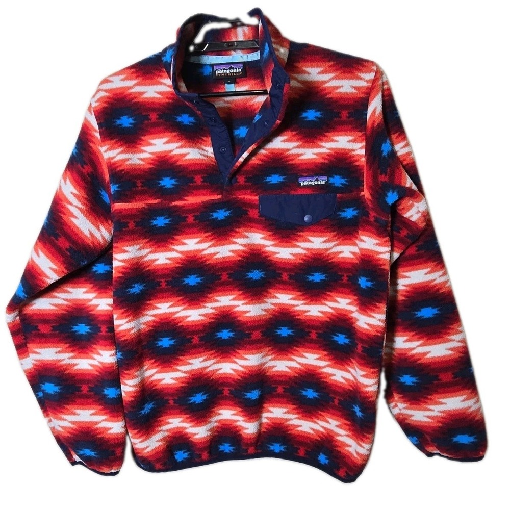 Patagonia Sweatshirt Women's Size Medium  Synchilla Snap Fleece Pullover Aztec